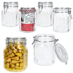 01-17211020S-Borgonovo-PRIMA-Vorratsglaeser-1L-eckig-6er-Set-Deko.jpg 6er Set Einmachglas eckig Bügelverschluss PRIMA 1L - 17211020S_Bild_1