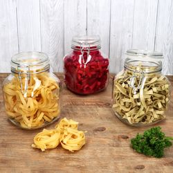 03-17212520S-Borgonovo-Prima-Vorratsglas-2L-eckig-Ambientebild-01.jpg 6er Set Einmachglas eckig Bügelverschluss PRIMA 2L - 17212520S_Bild_3