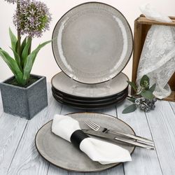 03-24321918-HIT-Reavtive-Glaze-Grey-Kos-Dark-Cement-Speiseteller-27cm-Ambientebild-01.jpg 6er Set Speiseteller Reactive Glaze Dark Cement für 6 Personen aus Steingut – 24321918_Bild_3