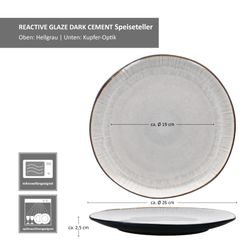 06-24321918-HIT-Reavtive-Glaze-Grey-Kos-Dark-Cement-Speiseteller-27cm-Bemassung.jpg 6er Set Speiseteller Reactive Glaze Dark Cement für 6 Personen aus Steingut – 24321918_Bild_6