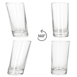04-11007020S-Borgonovo-Pisa-Longdrink-Glaeser-360ml-360-Grad-Ansicht.jpg 12er Set PISA schräge Longdrink-Gläser aus Glas - 11007020S_Bild_4
