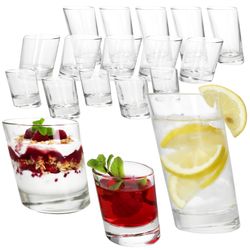 01-11006520S-11007020S-11006820S-Borgonovo-Pisa-18tlg-Set-Longdrink-Whisky-Schnaps-Glaeser-Deko.jpg 6x Whisky-Tumbler 11006820S & 6x Schnapsgläser 11006520S_Bild_1