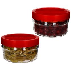 01-17305322S-Ortes-Vorratsdose-1-5L-roter-Deckel-2er-Set-Deko.jpg 5L mit rotem Kunststoffdeckel - 17305322S_Bild_1