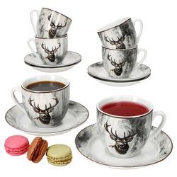 01-162749-162750-MamboCat-Alois-Hirsch-Kaffeetasse-mit-Untertasse-6er-Set-Deko.jpg 6er Set Kaffeetassen mit Untertassen ALOIS Porzellan für 6 Personen_Bild_1