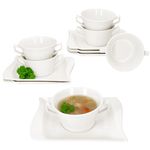 6er Set IVORY Suppentassen mit Untertassen aus Porzellan_Bild_1