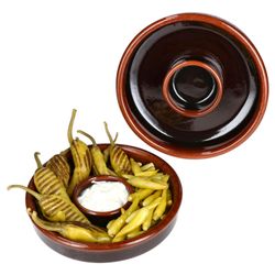 01-240733-4-Torrent-Juego-Tapas-Schale-17cm-Oliven-Cazuela-dunkelbraun-2er-Set-Deko.jpg 2er Set JUEGO Ton-Tapas Schale Ø 17cm dunkelbraun - 240733.4_Bild_1