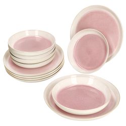 02-162834-162833-MamboCat-Reactive-Glaze-12tlg-Tafelservice.jpg 12tlg Tafelservice REACTIVE GLAZE PARIS Creme & Pink aus Steingut_Bild_2