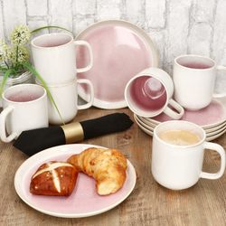 05-162835-162836-MamboCat-Reactive-Glaze-Paris-12tlg-Fruehstuecksservice-Ambientebild-02.jpg 12tlg Frühstücksset REACTIVE GLAZE PARIS Creme & Pink Steingut für 6 Personen_Bild_6