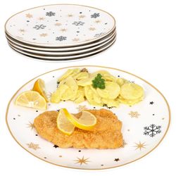02-23108231-HIT-Stars-schwarz-gold-Schneeflocke-Speiseteller-6er-Set-Deko.jpg 6er Set Stars schwarz-gold Speiseteller Steingut für 6 Personen - 23108231_Bild_2