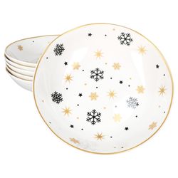 01-23108248-HIT-Stars-schwarz-gold-Schneeflocke-Suppenteller-6er-Set.jpg 6er Set Stars schwarz-gold Suppenteller Steingut für 6 Personen - 23108248_Bild_1