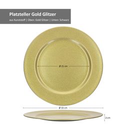 06-22283318-HIT-Gold-Glitzer-Platzteller-Bemassung.jpg 6er Set Platzteller Gold GLITZER Kunststoff - 22283318 _Bild_6