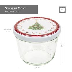 05-00080692-Sturz-TO82-Weihnachtstraum-Deckel-230er-Glas-Bemassung.jpg 25er Set Sturzglas 230 ml To 82 Weihnachtstraum Deckel incl. Rezeptheft_Bild_5