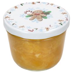 04-00080691-Sturz-TO82-Candyman-Deckel-230er-Einzeln-schraeg-gelbe-Marmelade.jpg 25er Set Sturzglas 230 ml To 82 Candyman Deckel incl. Rezeptheft_Bild_4
