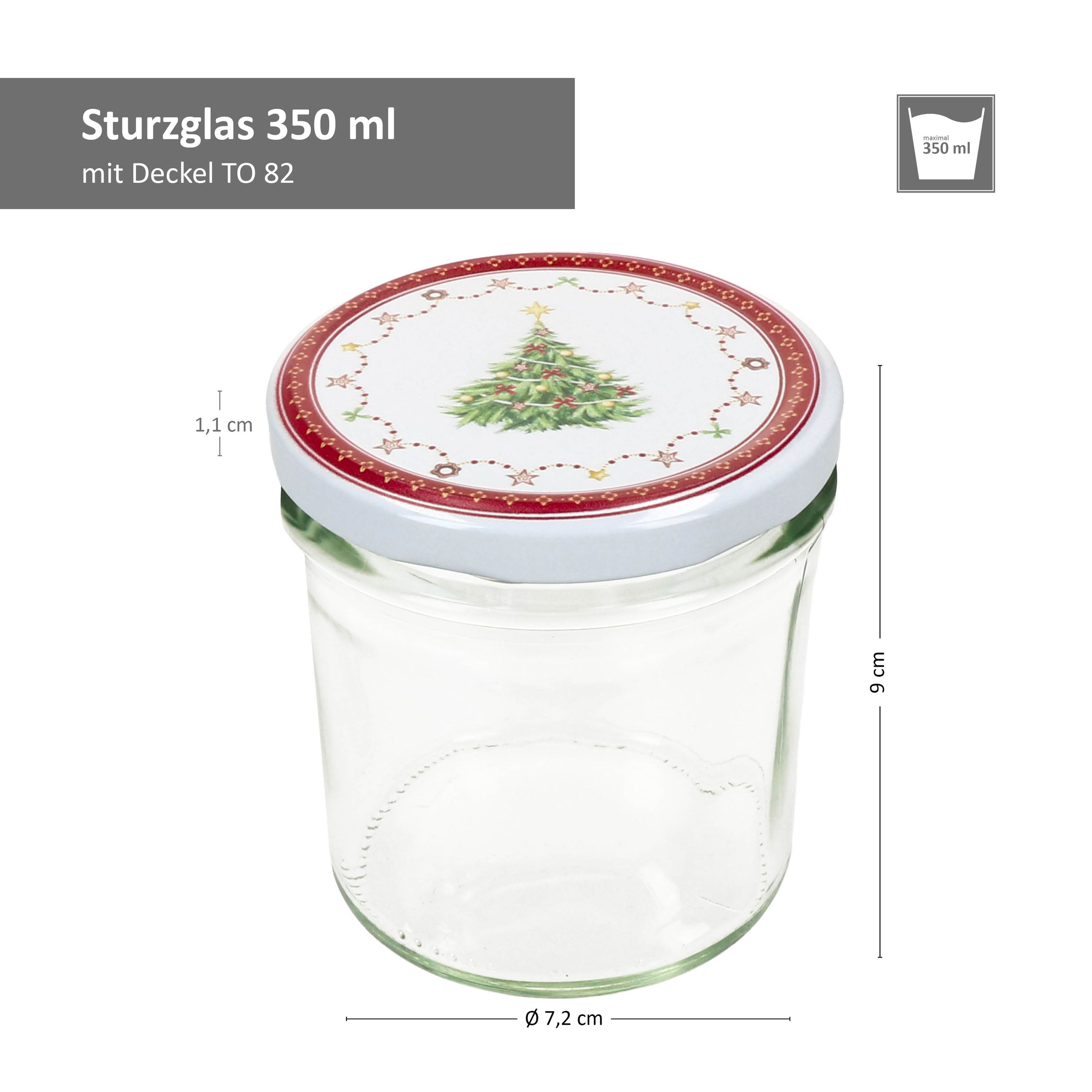 12er Set Sturzglas 350 ml To 82 Weihnachtstraum Deckel incl. Rezeptheft