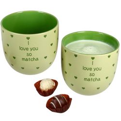 01-24302468-HIT-I-Love-Matcha-Becher-gruen-2er-Set-Deko.jpg 2er Set I LOVE MATCHA Becher ohne Henkel grün Steingut - 24302468_Bild_1
