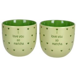 02-24302468-HIT-I-Love-Matcha-Becher-gruen-2er-Set.jpg 2er Set I LOVE MATCHA Becher ohne Henkel grün Steingut - 24302468_Bild_2