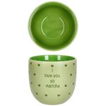6er Set I LOVE MATCHA Becher ohne Henkel grün Steingut - 24302468_Bild_4