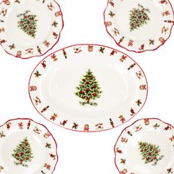 02-1400-45-965-29-MamboCat-Maestro-Natale-5tlg-Lunch-Set.jpg Maestro Natale Weihnachten 5tlg Lunch Set 1x ovale Platte & 4x Speiseteller aus Keramik - 1x 1400/45 & 4x 965/29_Bild_2