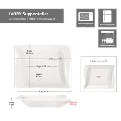 06-162578-MamboCat-Ivory-Suppenteller-Bemassung.jpg 6er Set Suppenteller IVORY aus Porzellan für 6 Personen_Bild_6