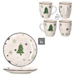 Alle Teile Frühstücksset Weihnachtsbaum: Kuchenteller und Kaffeebecher je 6x Alle Teile Frühstücksset Weihnachtsbaum: Kuchenteller und Kaffeebecher je 6x