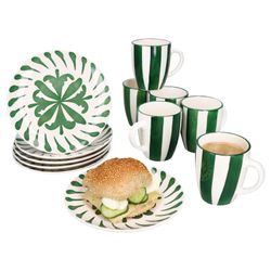 01-23105882-23105900-HIT-Tanne-gruen-Tree-12tlg-Fruehstuecksset-Deko.jpg 12tlg Frühstücksset Wald grün Steingut für 6 Personen - 23105882 & 23105900_Bild_1