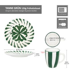 05-23105882-23105900-HIT-Tanne-gruen-Tree-12tlg-Fruehstuecksset-Bemassung.jpg 12tlg Frühstücksset Wald grün Steingut für 6 Personen - 23105882 & 23105900_Bild_6