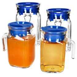 01-13109528S-Borgonovo-Kora-Kuehlschrankkrug-0-5L-blau-4er-Set-Deko.jpg 5L aus Glas mit blauem Kunststoff-Deckel – 13109528S_Bild_1