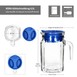 06-13109528S-Kora-Kuehlschrankkrug-0-5L-blau-Bemassung-.jpg 5L aus Glas mit blauem Kunststoff-Deckel – 13109528S_Bild_7