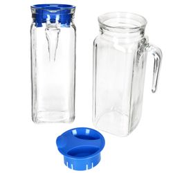 02-13110035S-Borgonovo-Karo-Kuehlschrankrug-1L-blau-2er-Set.jpg 2er Set KARO Kühlschrankkrug 1L aus Glas mit blauem Kunststoff-Deckel – 13110035S_Bild_2