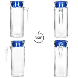 04-13110035S-Borgonovo-Karo-Kuehlschrankrug-1L-blau-360-Grad-Ansicht.jpg 2er Set KARO Kühlschrankkrug 1L aus Glas mit blauem Kunststoff-Deckel – 13110035S_Bild_4