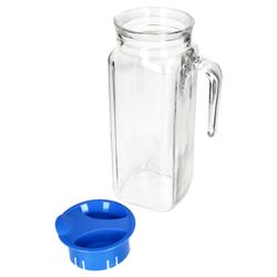 05-13110035S-Borgonovo-Karo-Kuehlschrankrug-1L-blau-Einzeln-schraeg-offen.jpg 4er Set KARO Kühlschrankkrug 1L aus Glas mit blauem Kunststoff-Deckel – 13110035S_Bild_6