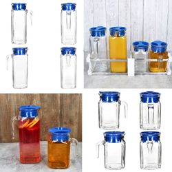 04-13109528S-13110035S-Borgonovo-Karo-Kora-Kuehlschrankkrug-0-5L-1L-blau-360-Grad-Ansicht-METRO.jpg 5L aus Glas mit blauem Kunststoff-Deckel – 2x 13109528S & 2x 13110035S_Bild_4