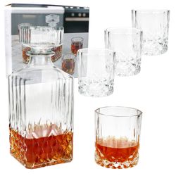 01-13091-Haushalt-Intenational-Whisky-Set-5tlg-Deko-Karton.jpg 5tlg Whilly Whisky Set - 1x Dekanter + 4x Gläser aus Glas - 13091_Bild_1
