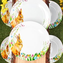 03-163451-MamboCat-Osterfreude-Speiseteller-Ambientebild-6er.jpg 6er Set OSTERFREUDE Speiseteller Porzellan für 6 Personen_Bild_3