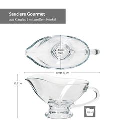 07-5145020-Van-Well-Sauciere-Gourmet-310ml-Bemassung.jpg 2er Set Sauciere Gourmet aus Glas 310ml - 5145020_Bild_6
