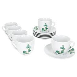 02-MamboCat-Eukalyptus-Kaffeetasse-mit-Untertasse-fuer-6Personen.jpg 6er Set Eukalyptus Kaffeetasse mit Untertasse Porzellan für 6 Personen_Bild_2