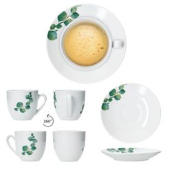 04-MamboCat-Eukalyptus-Kaffeetasse-mit-Untertasse-alle-Teile.jpg 6er Set Eukalyptus Kaffeetasse mit Untertasse Porzellan für 6 Personen_Bild_4