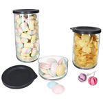 6tlg Set BOHO Vorratsdosen Anthrazit aus Glas & Kunststoff_Bild_4