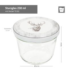 05-00051747-Sturz-TO82-Alois-Hirsch-Deckel-230er-Glas-Bemassung.jpg 25er Set Sturzglas 230 ml To 82 Alois Hirsch Deckel incl. Rezeptheft_Bild_5