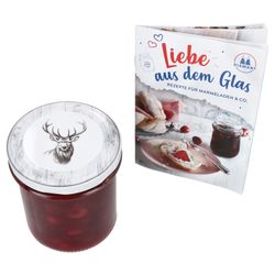 04-00081476-Sturz-TO82-Alois-Hirsch-Deckel-350er-Einzeln-mit-Rezeptheft-rote-Marmelade.jpg 25er Set Sturzglas 350 ml To 82 Alois Hirsch Deckel incl. Rezeptheft_Bild_4