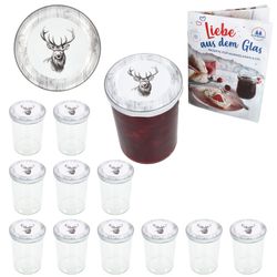 01-00081476-Sturz-TO82-Alois-Hirsch-Deckel-435er-12er-Set-Deko.jpg 12er Set Sturzglas 435 ml To 82 Alois Hirsch Deckel incl. Rezeptheft_Bild_1