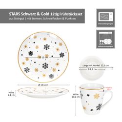 05-23108240-23108264-HIT-Stars-schwarz-gold-Schneeflocke-12tlg-Fruehstuecksset-Bemassung.jpg 12tlg Frühstücksset Stars schwarz-gold Steingut für 6 Personen - 23108240 & 23108264_Bild_6