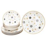 12tlg Tafelservice Stars schwarz-gold Steingut für 6 Personen - 23108231 & 23108248_Bild_2