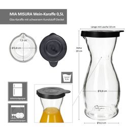 06-13172818S-Mia-Misura-Karaffe-0-5L-schwarzer-Kunststoffdeckel-Bemassung-METRO.jpg 5 Liter geeicht aus Glas mit schwarzem Kunststoff-Deckel - 13172818S_Bild_8