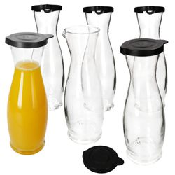 01-13173018S-Mia-Misura-Karaffe-1L-schwarzer-Kunststoffdeckel-6er-Set-Deko.jpg 6er Set MIA Misura Karaffe 1l geeicht aus Glas mit schwarzem Kunststoff-Deckel - 13173018S _Bild_1