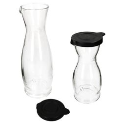 02-13173018S-13172818S-Mia-Misura-Karaffe-1L-0-5L-schwarzer-Kunststoffdeckel-2er-Set.jpg 5 Liter & 1x 1 Liter geeicht aus Glas mit schwarzem Kunststoff-Deckel - 13173018S & 13172818S_Bild_2