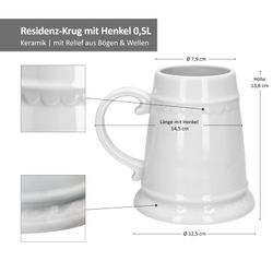 06-Koessinger-Residenzkrug-weiss-0-5L-Bemassung.jpg 5 Liter konisch Keramik_Bild_7