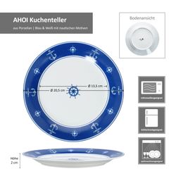 06-163588-MamboCat-Ahoi-Kuchenteller-Bemassung.jpg 6er Set AHOI Kuchenteller für 6 Personen aus Porzellan_Bild_7
