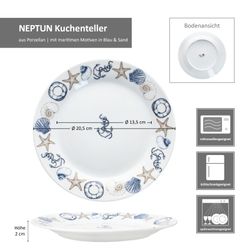 06-163595-MamboCat-Neptun-Kuchenteller-Bemassung.jpg 6er Set NEPTUN Kuchenteller für 6 Personen aus Porzellan_Bild_7