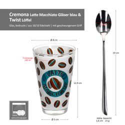 06-0806236-747-480-Justinus-Ritzenhoff-Cremona-blau-Twist-Latte-Macchiato-Glaeser-Loeffel-Bemassung.jpg 12tlg Latte Macchiato Set - 6x CREMONA Gläser blau + 6x TWIST Latte Macchiato Löffel - 0806236 & 747-480_Bild_6
